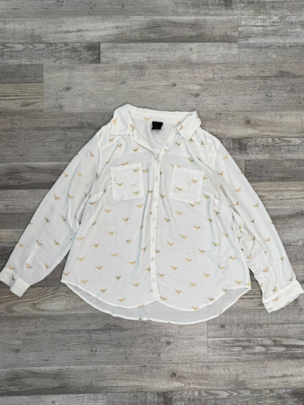 Torrid Wonder Woman Logo White Long Sleeve Semi Sheer Top Size 2X B21